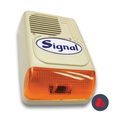 Signal PS-128-1S kültéri hang- és fényjelző sziréna kifújás elleni védelemmel (korábban: PS-128ASZ/Signal kültéri hang-fényjelző, 12V, beépített szabotázspanellel)