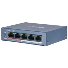   Hikvision DS-3E0105P-E/M (B) 5 portos PoE switch (30 W); 4 PoE + 1 uplink port; nem menedzselhető