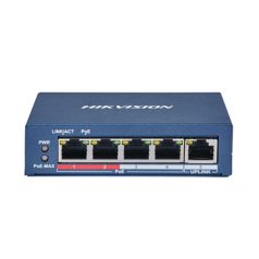   Hikvision DS-3E0105P-E (B) 5 portos PoE switch (60 W); 4 PoE + 1 uplink port; nem menedzselhető