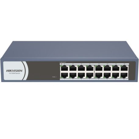 Hikvision DS-3E0116R-O 16 portos switch; 10/100M; nem menedzselhető