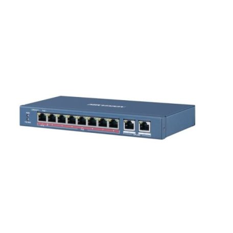 Hikvision DS-3E1310HP-EI 10 portos PoE switch (110 W); 2 HiPoE + 6 PoE+(at) + 2 uplink port; smart menedzselhető