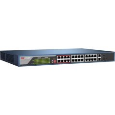   Hikvision DS-3E1326P-EI 26 portos PoE switch (370 W); 24 PoE + 2 kombinált uplink port; smart menedzselhető