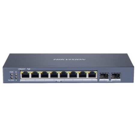 Hikvision DS-3E1510P-SI 10 portos Gbit PoE switch (110 W); 8 PoE + 2 SFP uplink port; smart menedzselhető