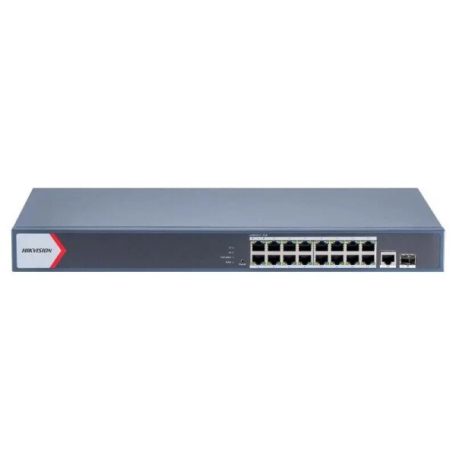 Hikvision DS-3E1518P-EI/M 18 portos Gbit PoE switch (130 W); 16 PoE +1 kombinált uplink port +1 SFP uplink port; menedzselhető