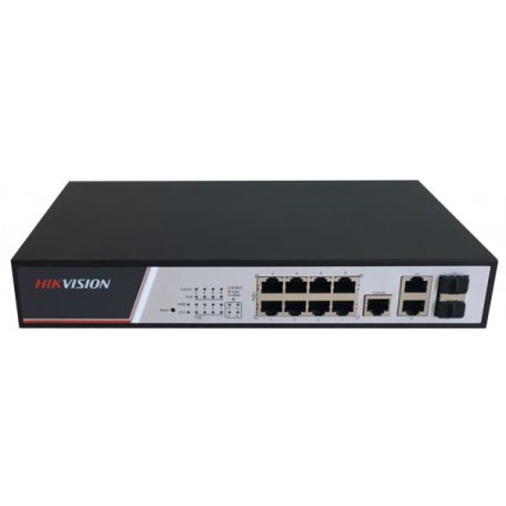 Hikvision DS-3E2310P 10 portos PoE switch (125 W); 8 PoE + 2 kombinált uplink port; teljesen menedzselhető