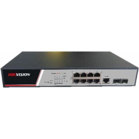 Hikvision DS-3E2510P(B) 10 portos gigabit PoE switch (125 W); 8 PoE + 2 SFP uplink port; teljesen menedzselhető