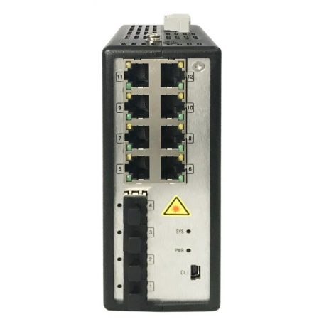 Hikvision DS-3T3512P 12 portos ipari Gbit PoE switch (240 W); 8 PoE+/ 4 SFP uplink; menedzselhető(hálózat/soros port)