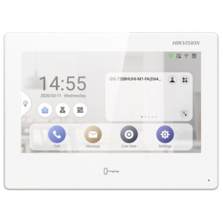 Hikvision DS-KH9310-WTE1(B) Android IP video-kaputelefon beltéri egység; 7" LCD kijelző; 1024x600 felbontás; WiFi; 12VDC/PoE