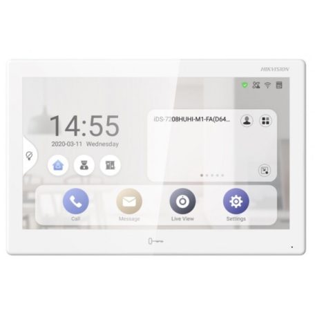 Hikvision DS-KH9510-WTE1 (B) Android IP video-kaputelefon beltéri egység; 10" LCD kijelző; 1024x600 felbontás; WiFi; 12VDC/PoE