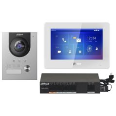   Dahua KTP04(S) Egylakásos IP video-kaputelefon szett; VTO2202F-P + VTH5421HW + PoE switch; felületre szerelhető