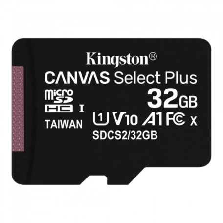 Kingston SDCS2/32GB 32GB microSD kártya; microSDHC; UHS-I Speed Class; U1; V10; adapterrel