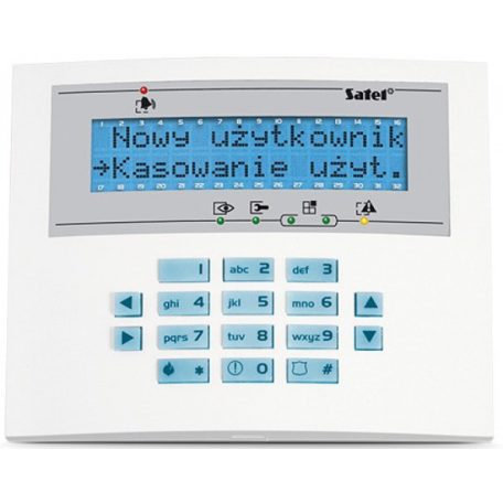 Satel INT-KLCDL-BL LCD kezelő INTEGRA központokhoz; kék háttérfény és kijelző